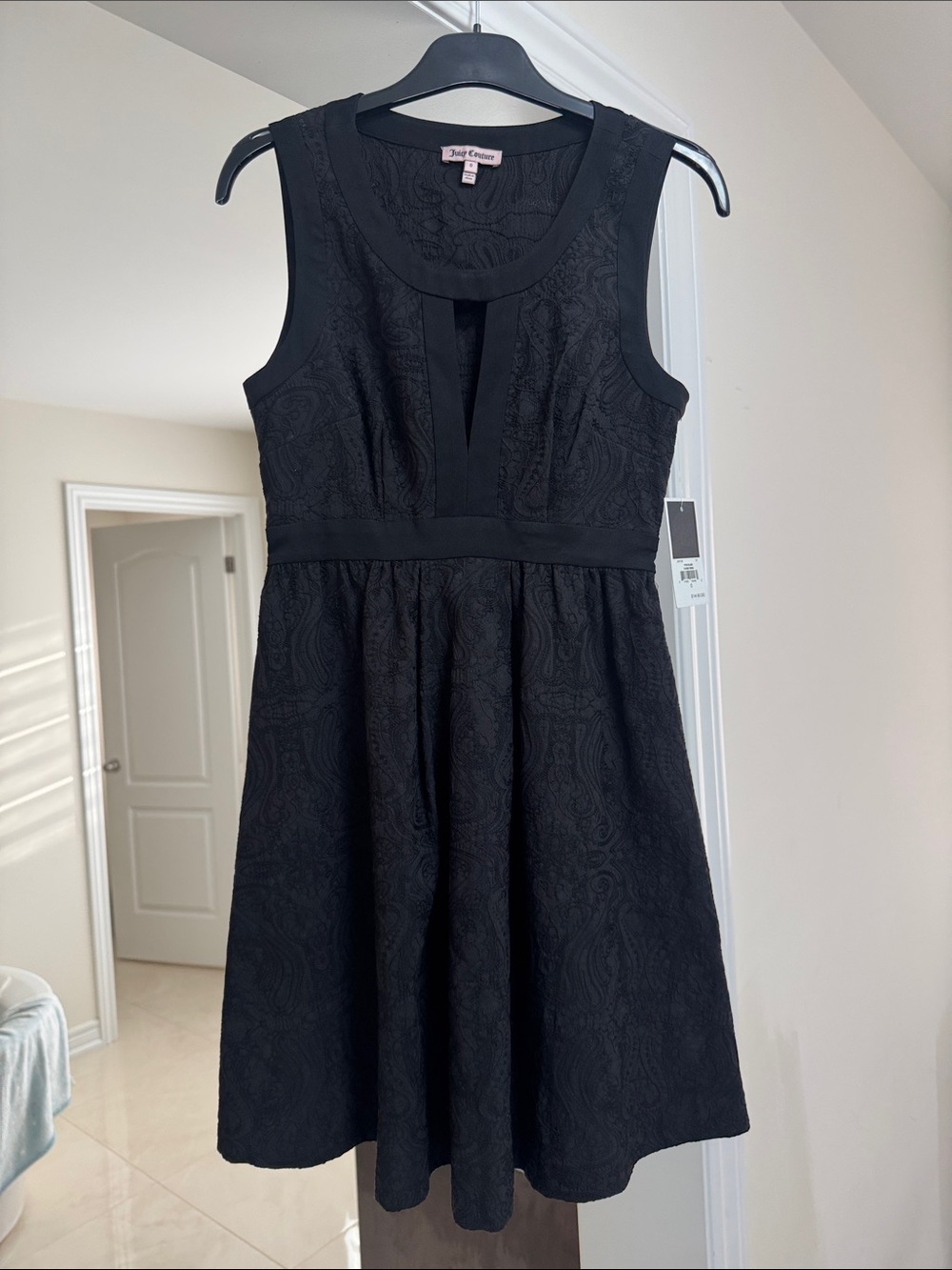 Juicy Couture Black Sleeveless Textured Fit & Flare Dress